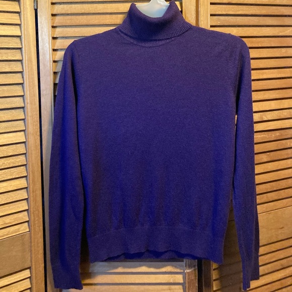 August Silk Eggplant Turtleneck Sweater - Picture 1 of 8